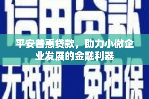 四平平安普惠贷款，助力小微企业发展的金融利器