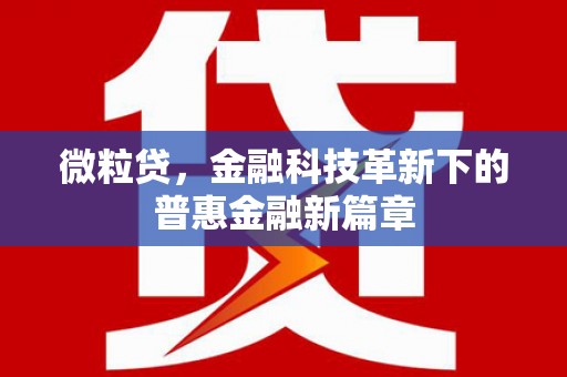四平微粒贷，金融科技革新下的普惠金融新篇章